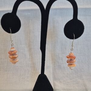 Peach Shell Stack Drop Earrings — Handcrafted Beach Style